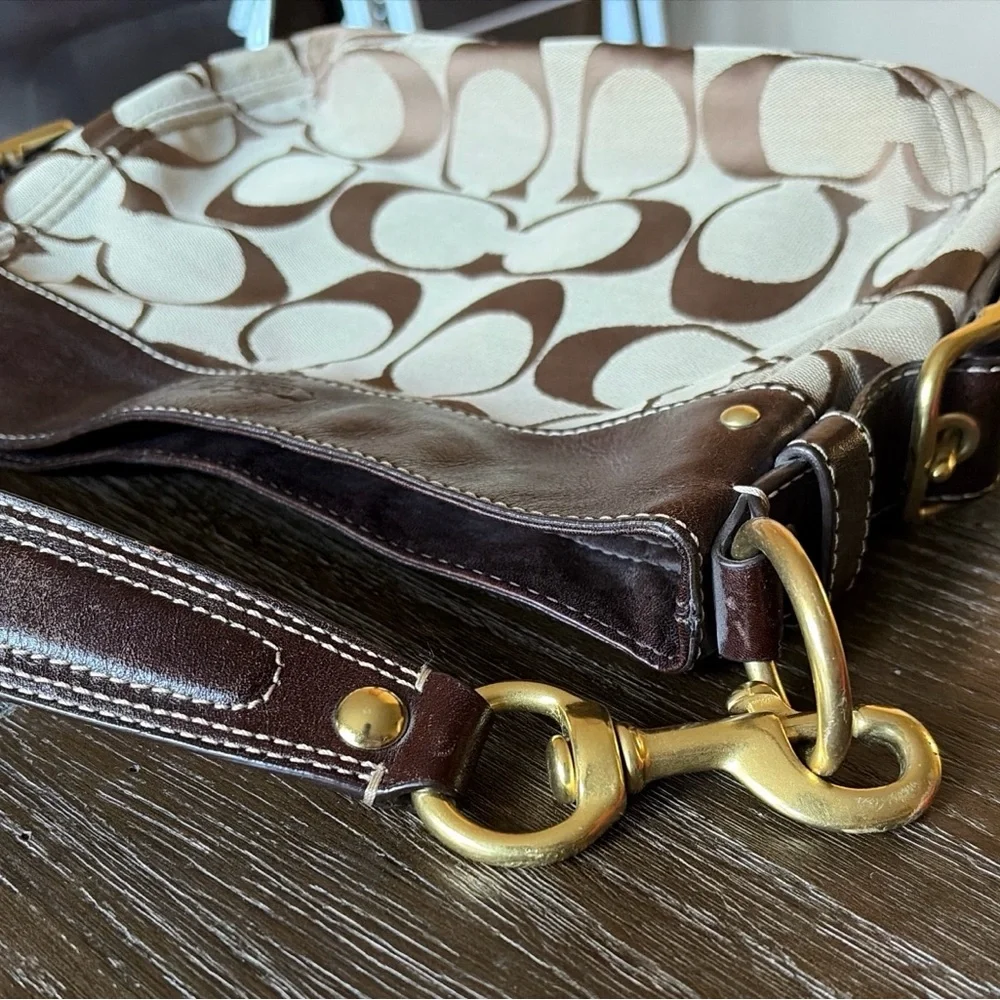 Coach Zoe Lg Signature Shoulder & Tote Bag in Beige Canvas with Brown Leather - Picture 5 of 16